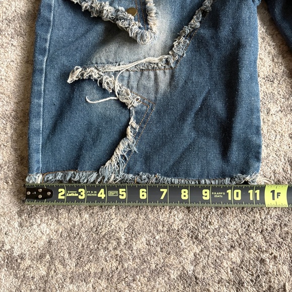 Y2K Kenvibe Starpatch Denim Distressed Baggy Streetwear Oversized Jorts - Picture 8 of 9